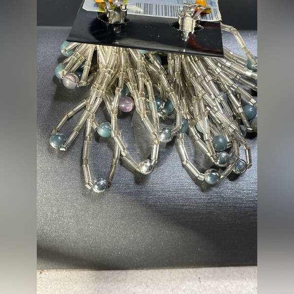 Vintage Multi bead Fireworks Clip On 3” Statement Earrings On Original Card NOS - Picture 4 of 9